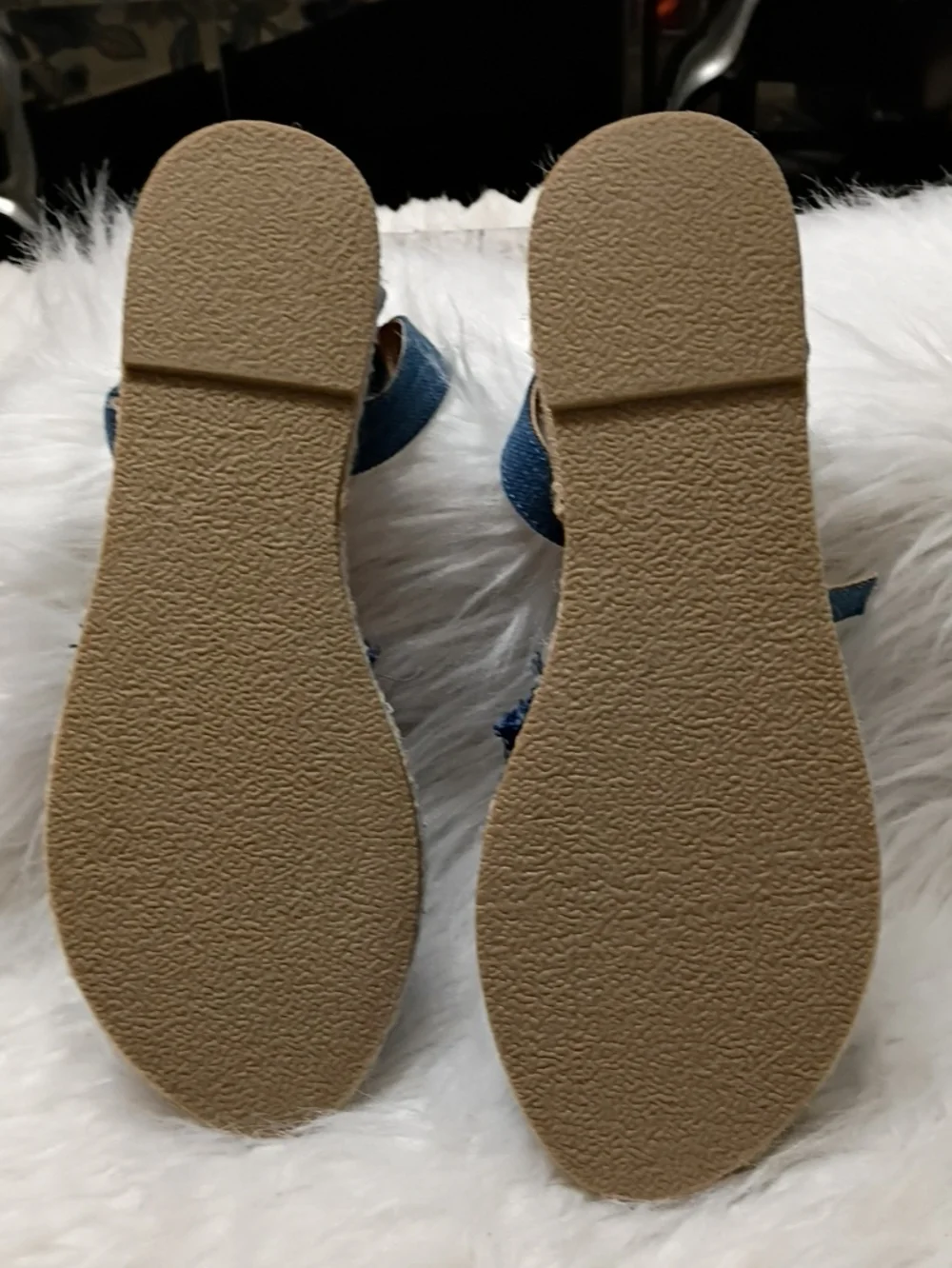 New W/Flaw Minnetonka Denim Blue Espadrille Sandals with Ankle Strap 8M